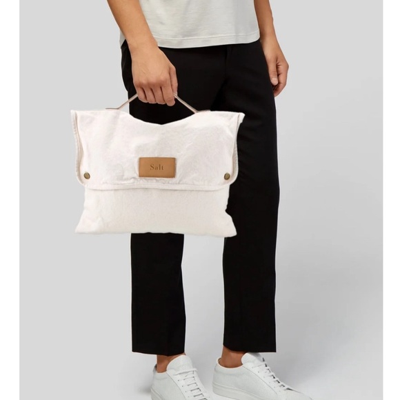 ROOLE- Salt Canvas Briefcase Portfolio with Leather Strap and Snap Closure NWOT - Picture 3 of 7